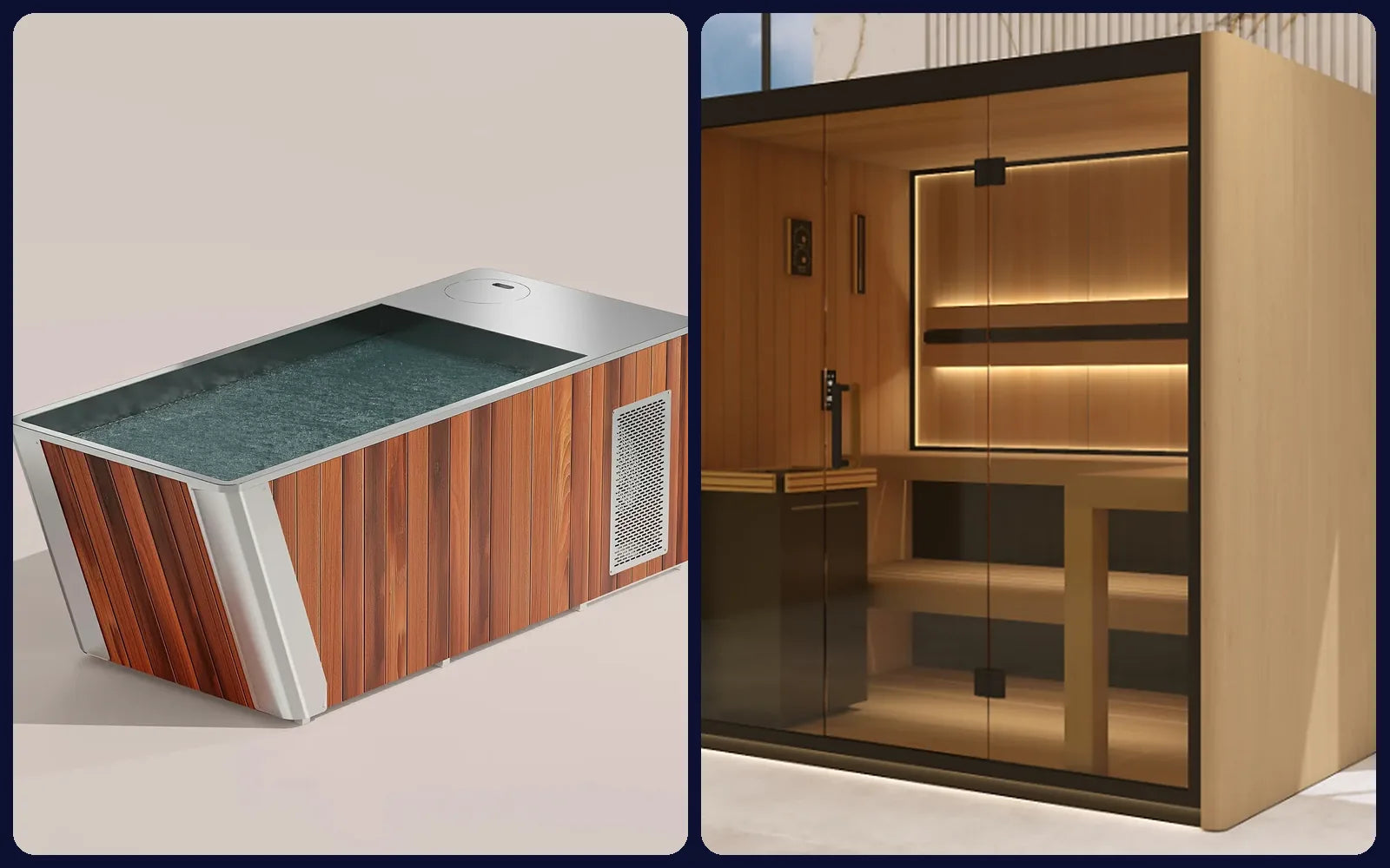 The Contrast Ritual bundle — Peakspan Solstice cedar plunge and Duo hybrid sauna