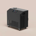 Peakspan SY Pro 1.0 HP ice bath chiller, three-quarter view in black with the colour touchscreen, side handle and transport wheels