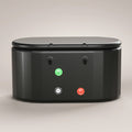 Front of the Peakspan RLL-CQ01B cold plunge tub with the green water inlet, red water outlet and inflation valve
