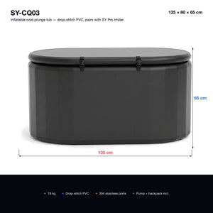 Peakspan RLL-CQ01B Inflatable Cold Plunge Tub — Spec card, Peakspan