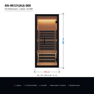 Peakspan SN-96121(AU)-900 Infrared Sauna — 1 Person — Spec card, Peakspan
