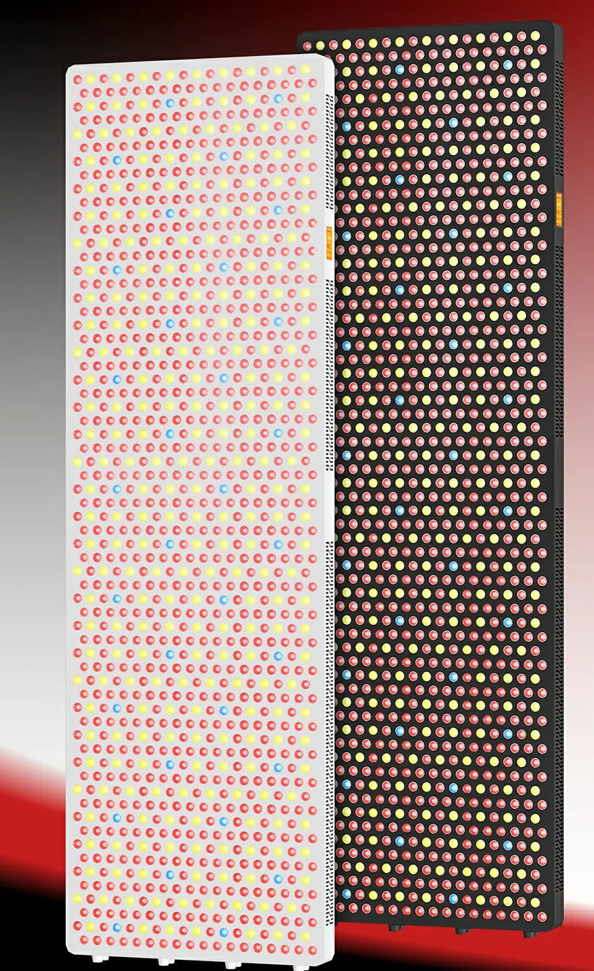 Peakspan red light therapy panel glowing red